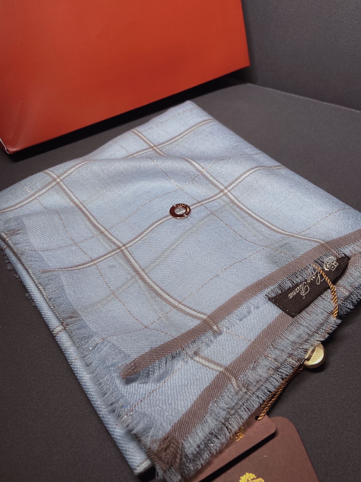 Loro Piana - Полупрозрачный кашемировый шарф - Импортная золотая и серебряная нить - 88-190 см - 1 шт.