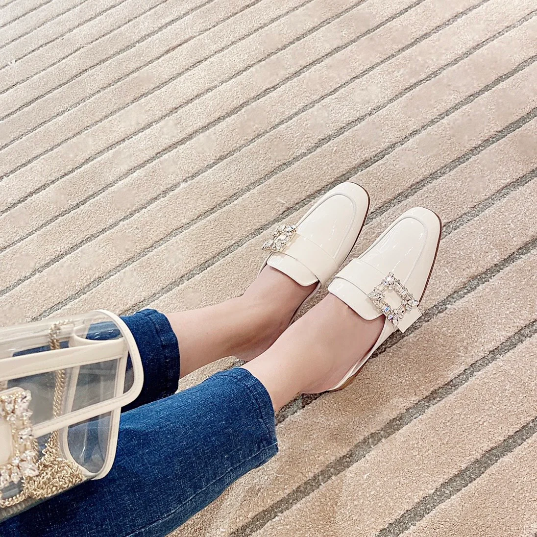 Обувь RV - Лоферы ?Версаль? с ромбовидной пряжкой - белые