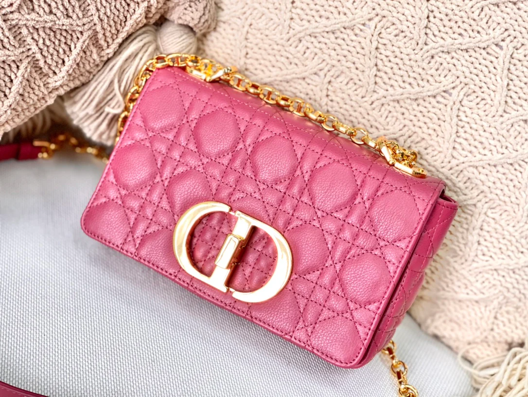 Dior Caro Small 20cm Розово-красная телячья кожа