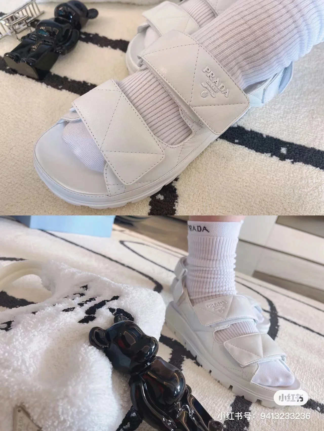 Сандалии Prada 2024 на платформе с застежкой-липучкой - желтые