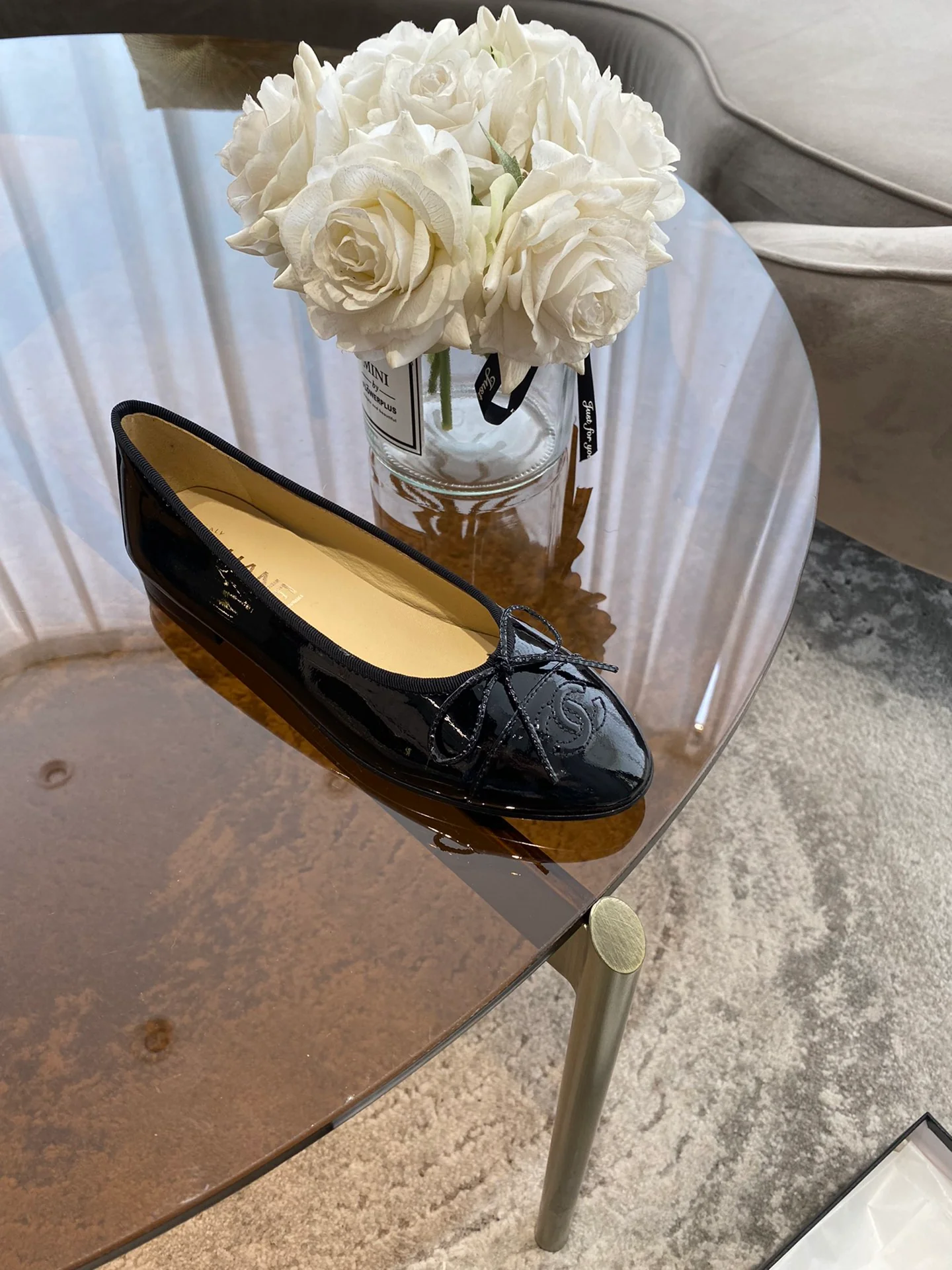 Балетки Chanel - глянцевые черные