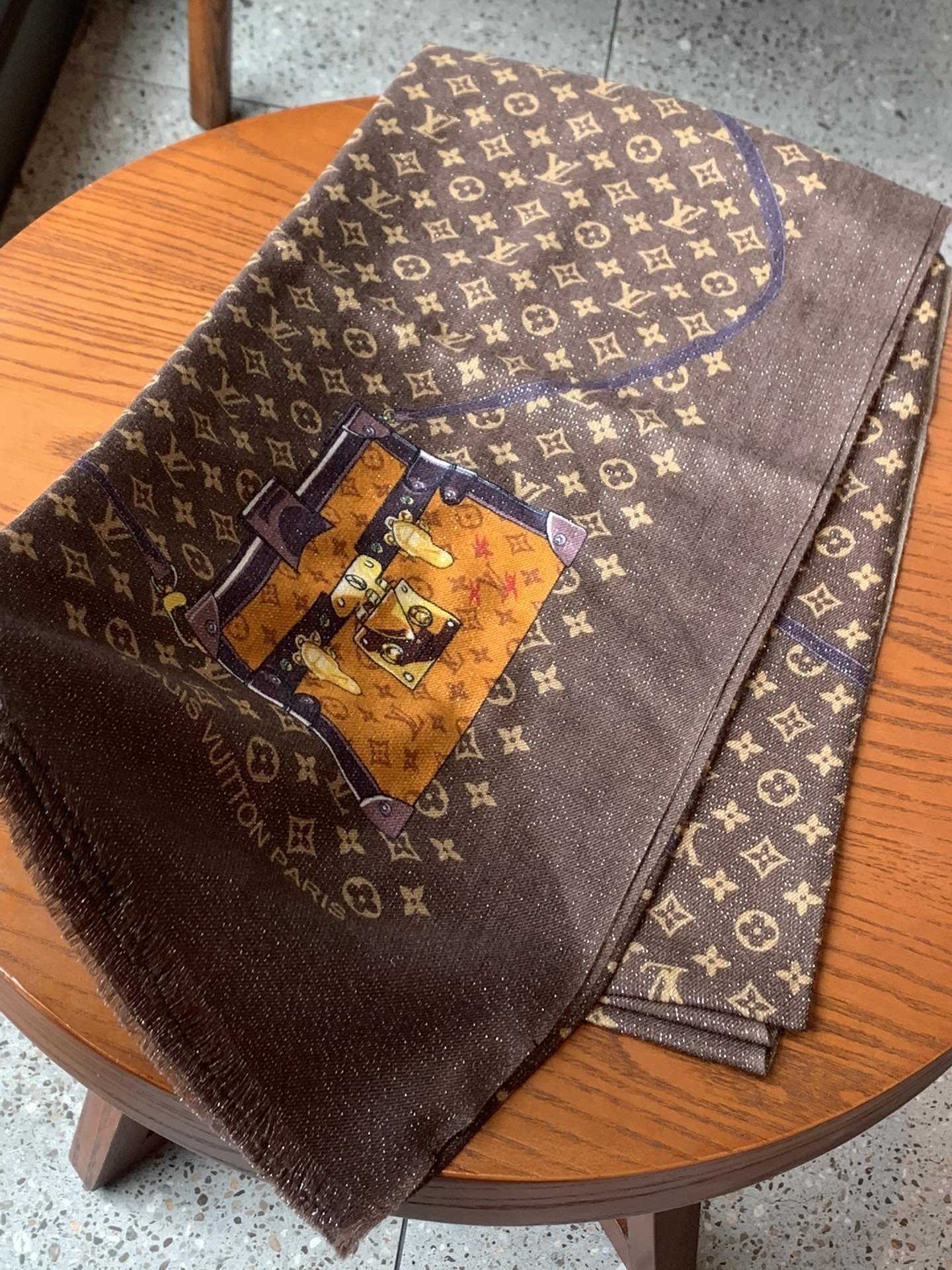 Шарф LV Le Tout Paris - 110-200 см - Кашемир - Коричневый