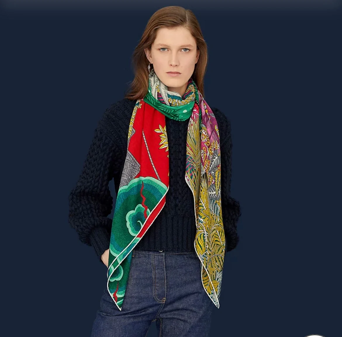 Шелково-кашемировый платок Hermes ?Сон в летнюю ночь?, 140 г.