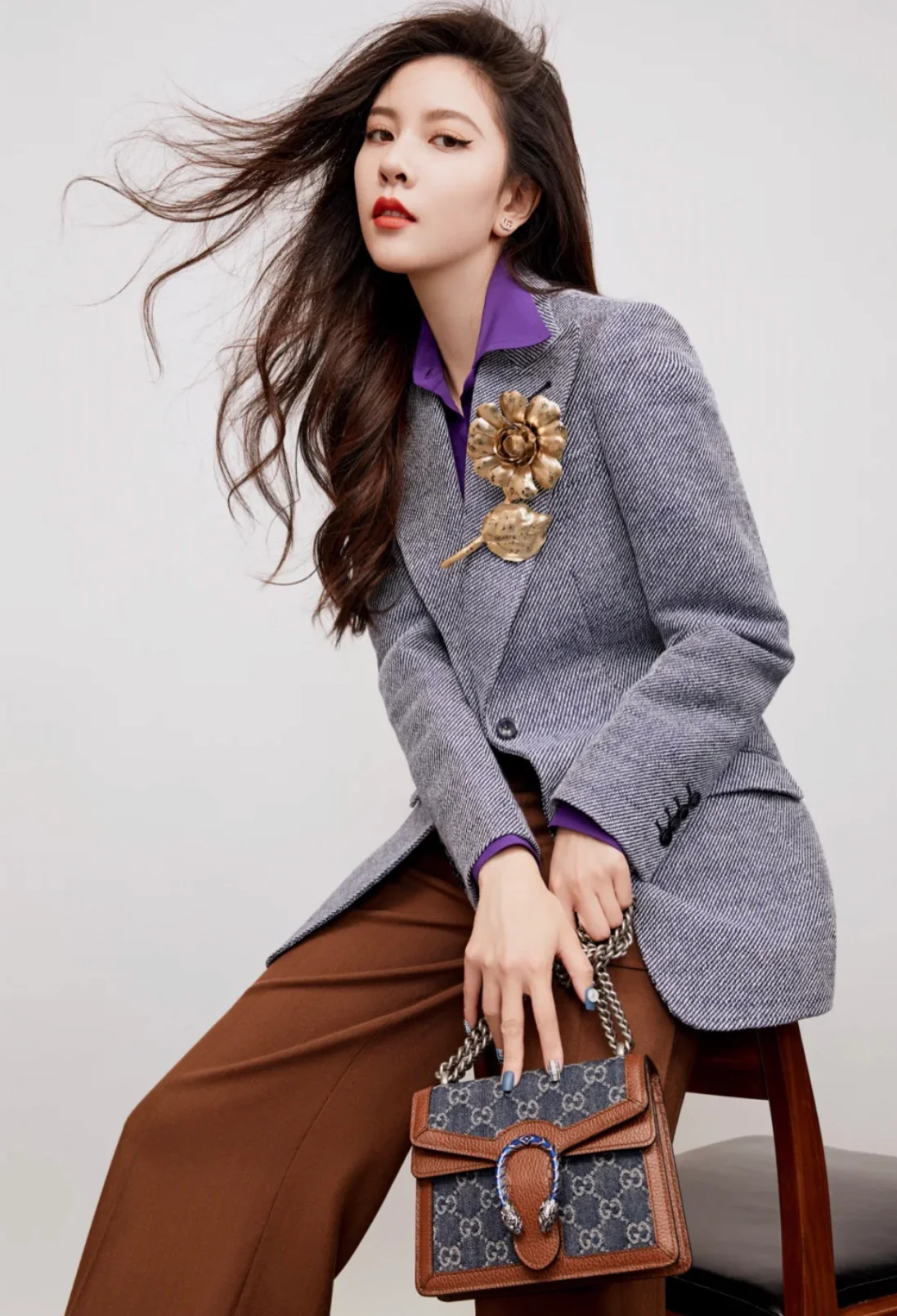 Gucci-酒神包-牛仔帆布手袋-上身图分享