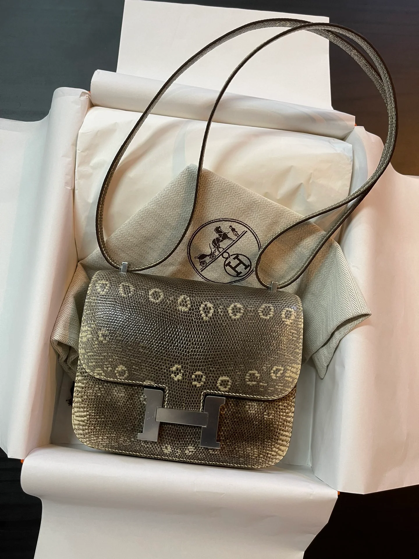 Hermes Constance 19 Мини из кожи ящерицы