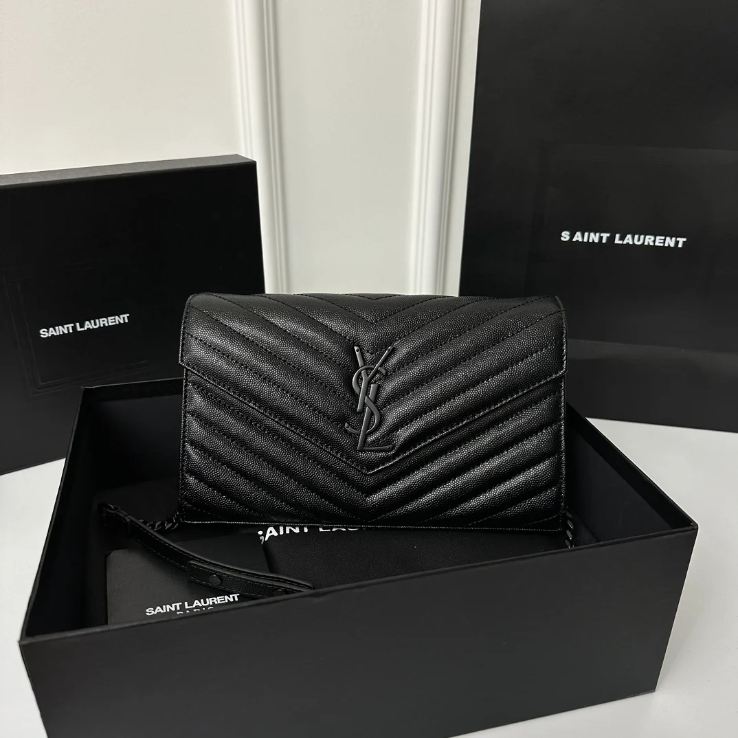 YSL Monogram Caviar WOC - Черный - 22 см