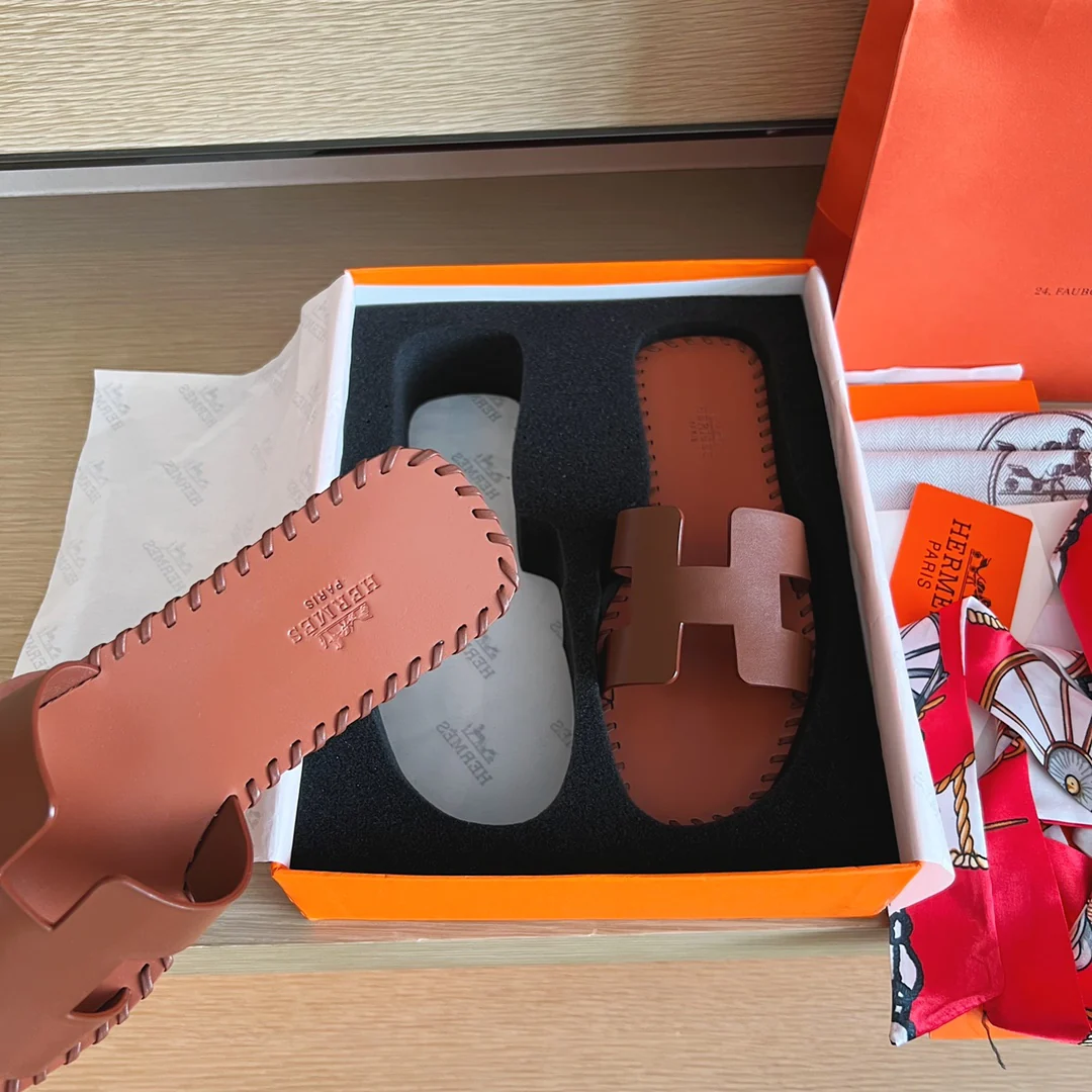 Тапочки Hermes-h Flat Slippers-9
