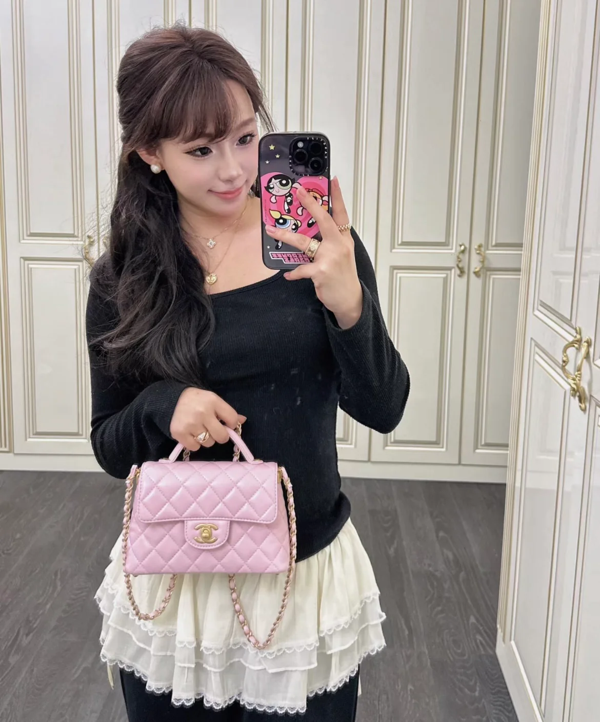 Сумка с ручкой и клапаном, маленькая, розовая, 25 пенсов