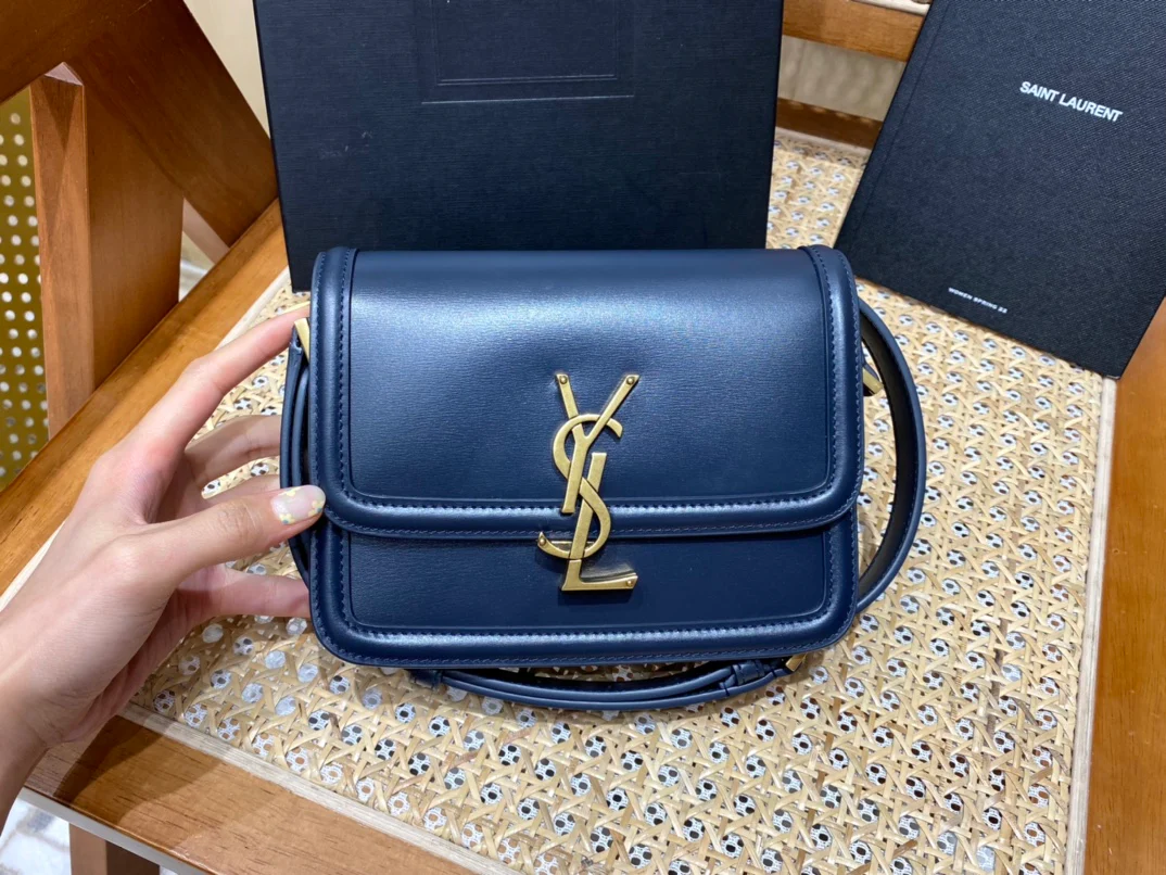 Сумка-мешок YSL Solferino Tofu Bag - грязно-синего цвета - 18 см