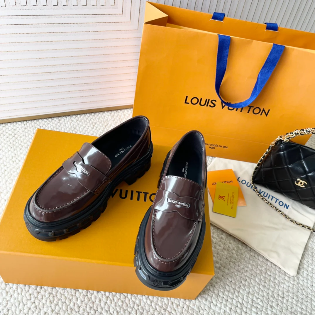 Лоферы на платформе LV-2024 - Кофейный цвет - 2 шт.