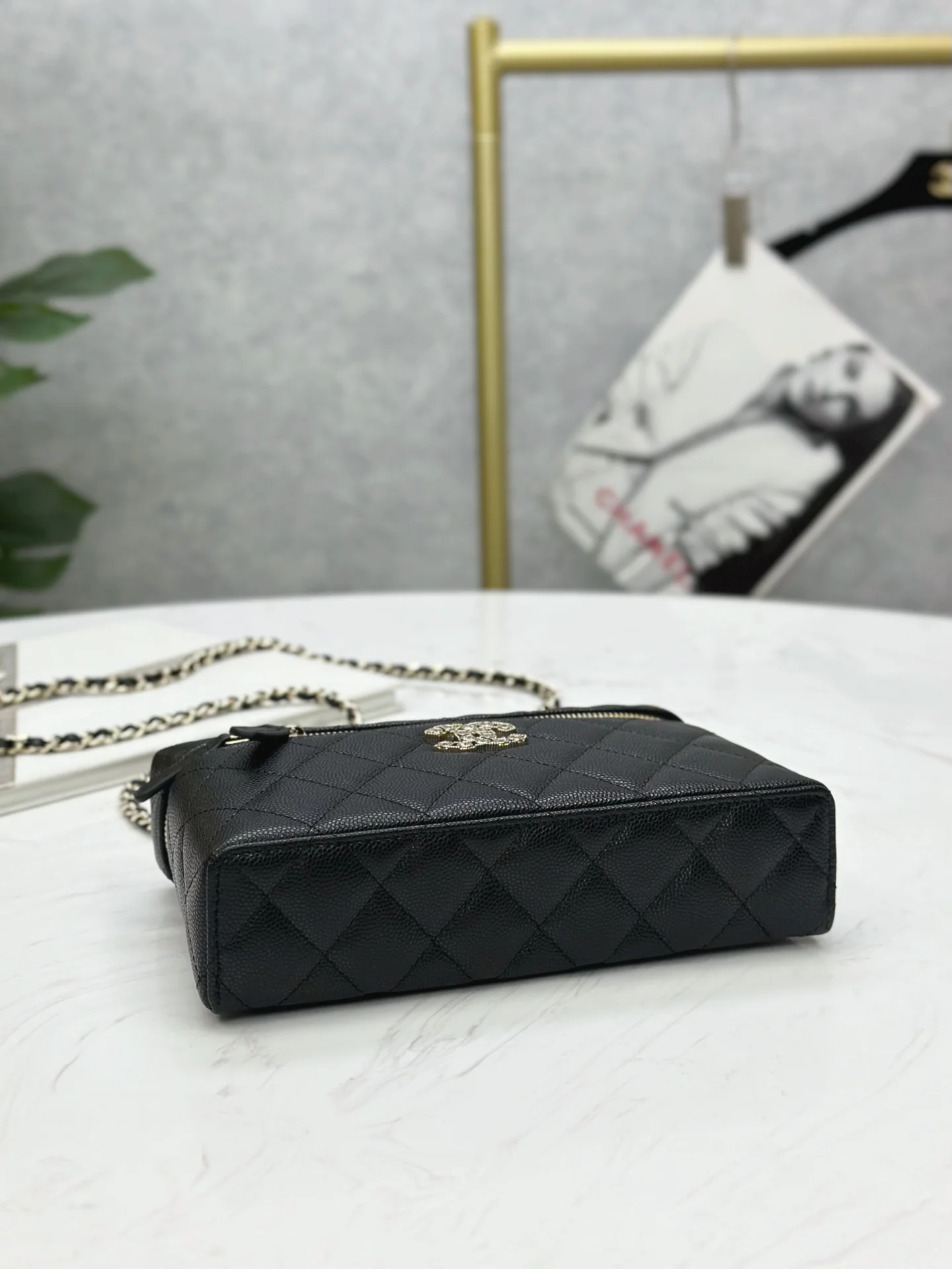 Сумочка Chanel 25p Heart Diamond LP с цепочкой - черная