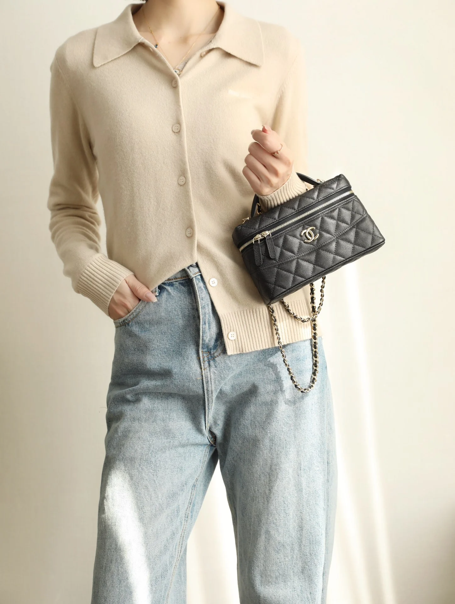 Длинный клатч-коробочка Chanel 25c-LP - черный