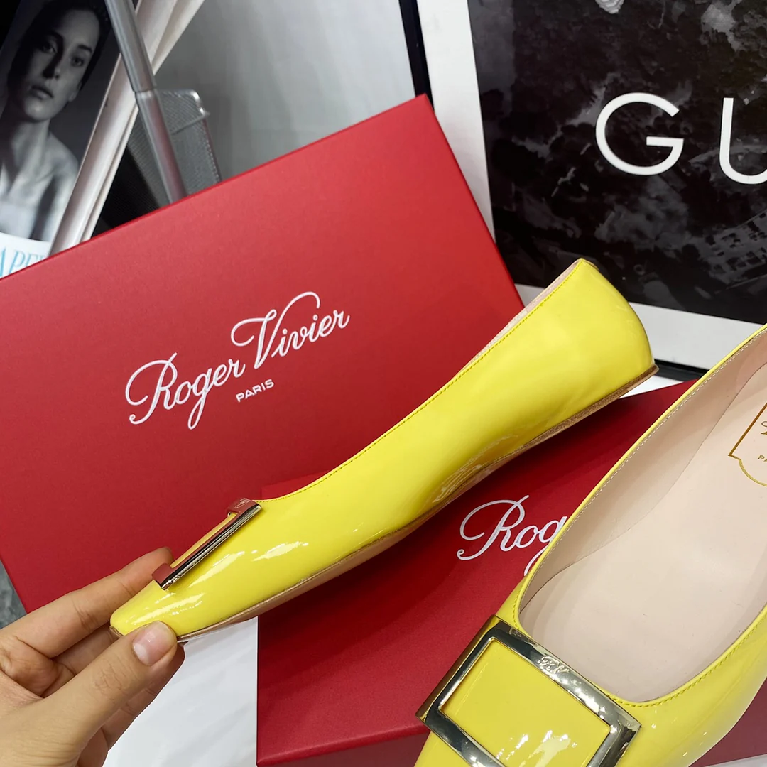 RV-Плоская подошва, квадратный носок, желтый