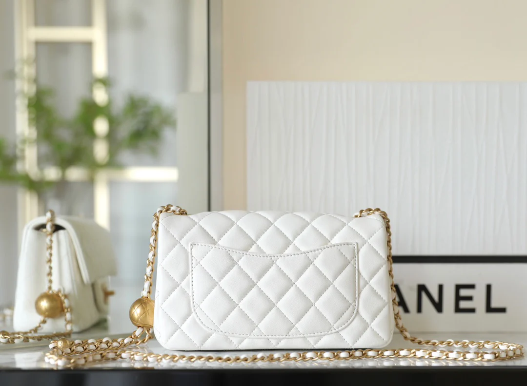 Мини-платье Chanel CF Gold Ball - белое