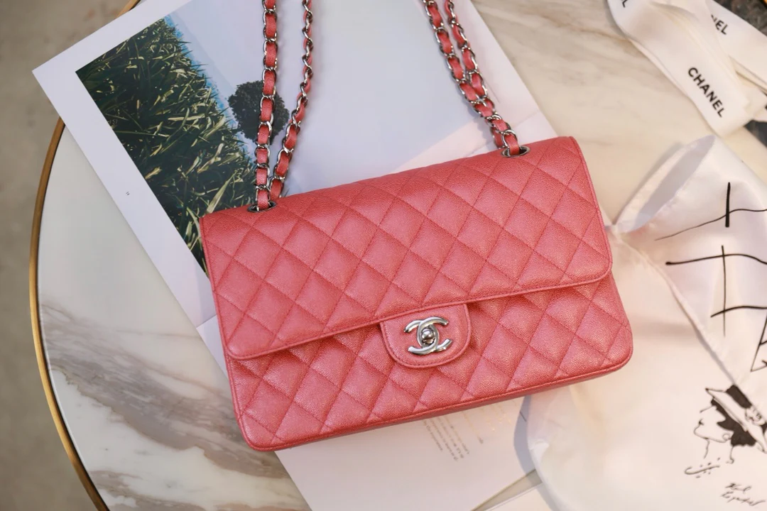 Сумка Chanel Spring/Summer 2019 Ant Pattern CF с перламутровой розовой серебряной пряжкой - 25 см