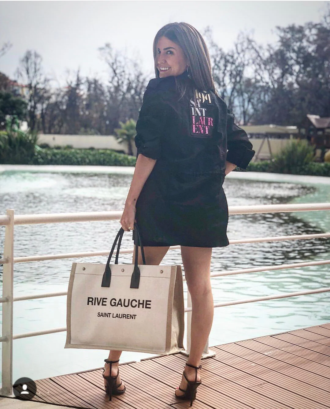 Сумка-тоут YSL Rive Gauche (сумка для покупок Left Bank) - черная