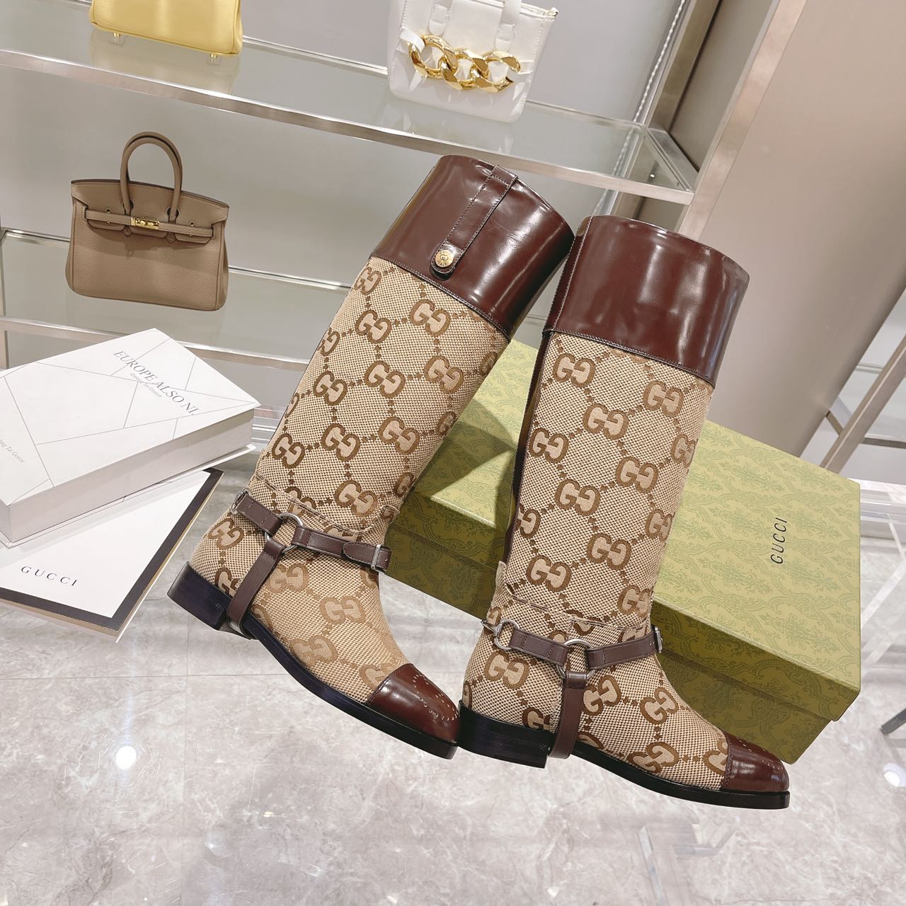 Gucci - 2022 - Уличная пряжка - Винтажные высокие сапоги - Сапоги для верховой езды - 3