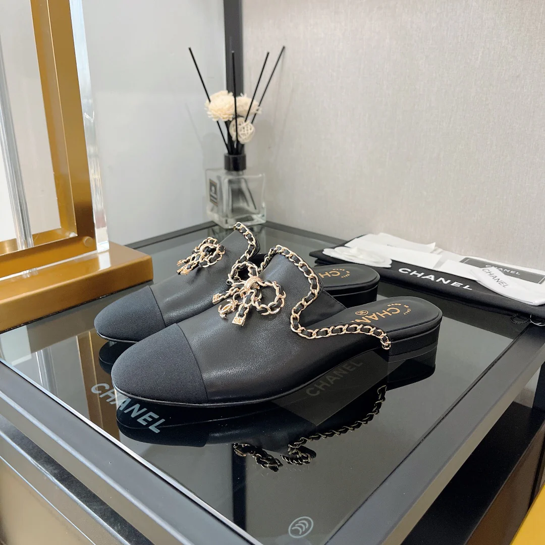 Chanel - Цепочка-бантик, полукрепление - Овечья кожа - Черный