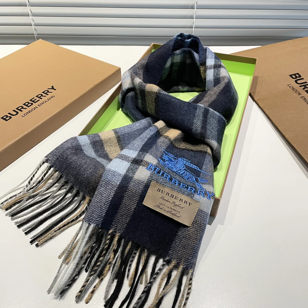 Классический полосатый шарф Burberry - 32 см - 180 см - Кашемир