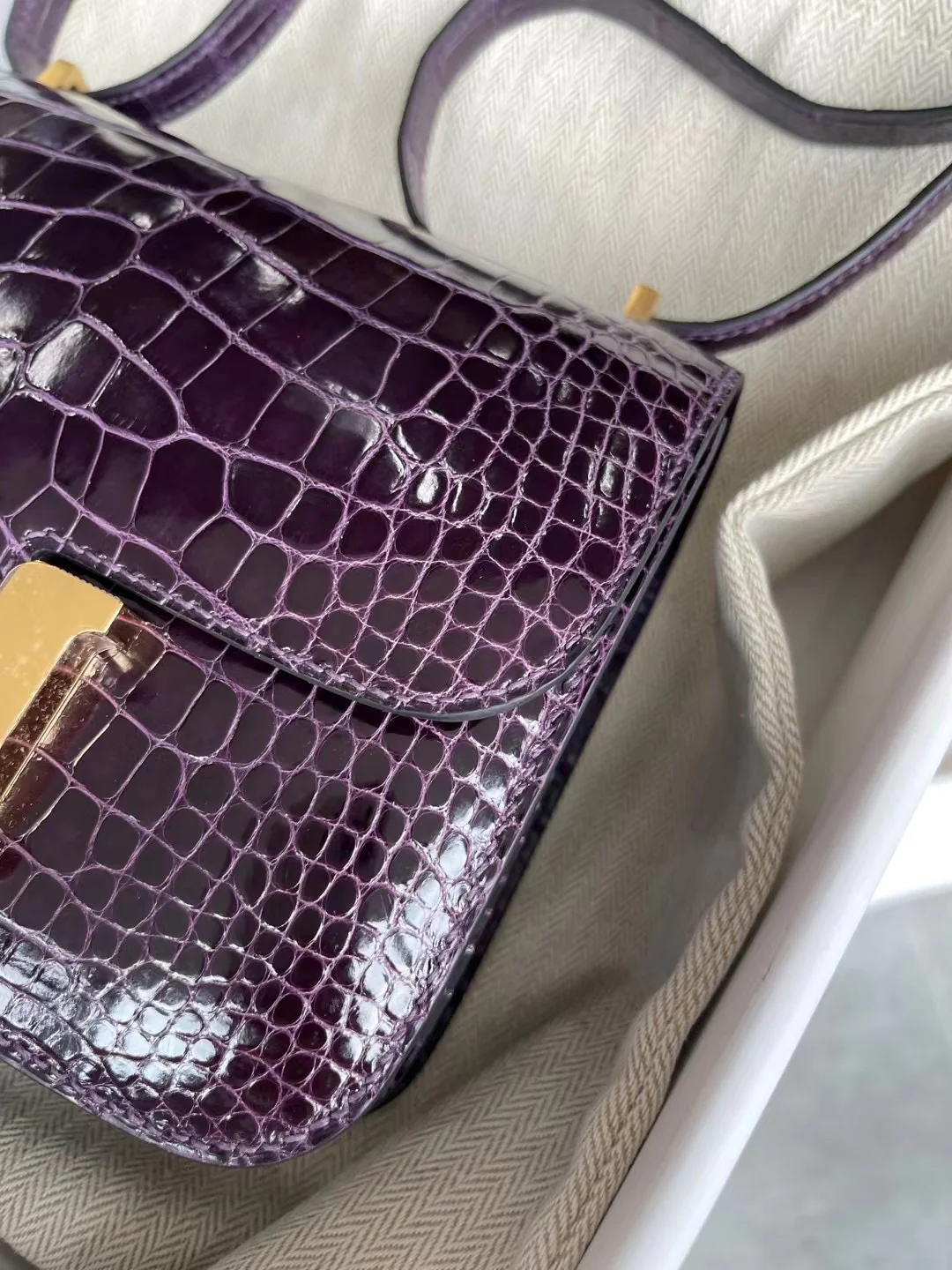 Hermes Constance 19 Premium Purple N5 Plus Фиолетовая золотая пряжка