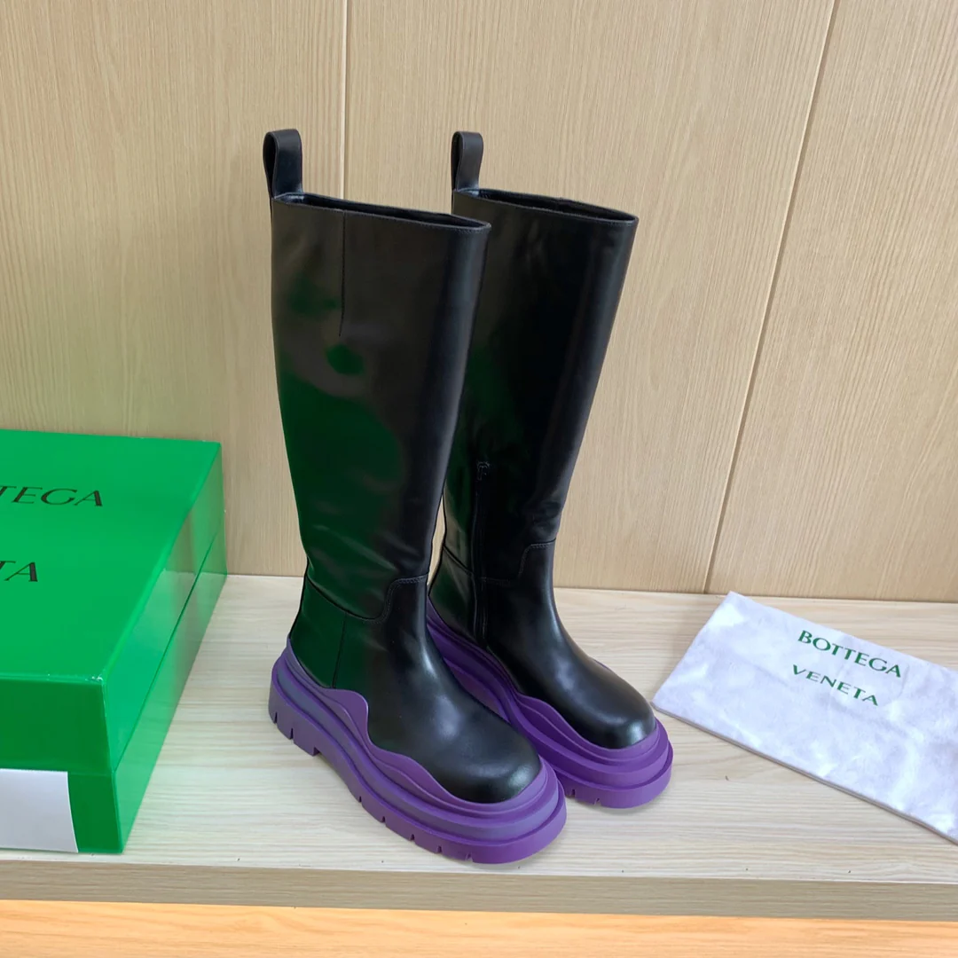 Новые высокие сапоги BV-22 осенне-зимняя коллекция - фиолетовая подошва