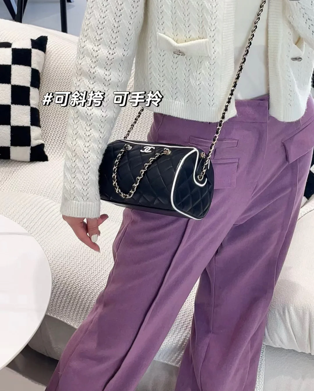 Мини-шар для боулинга из овечьей кожи, весенне-летний, 25 пенсов, с черно-белыми краями.