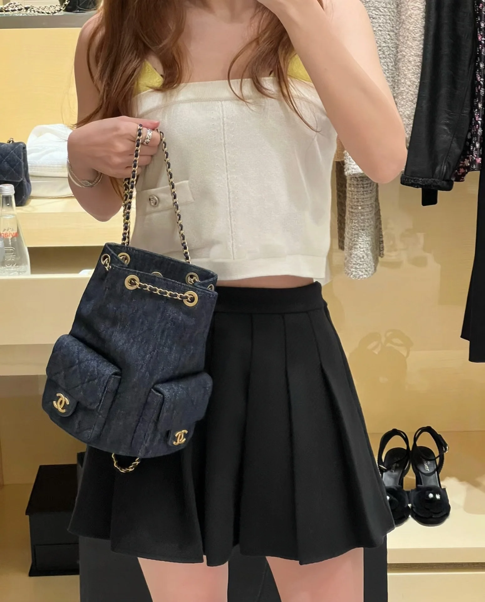 Рюкзак Chanel 25c на завязках — темно-джинсовый