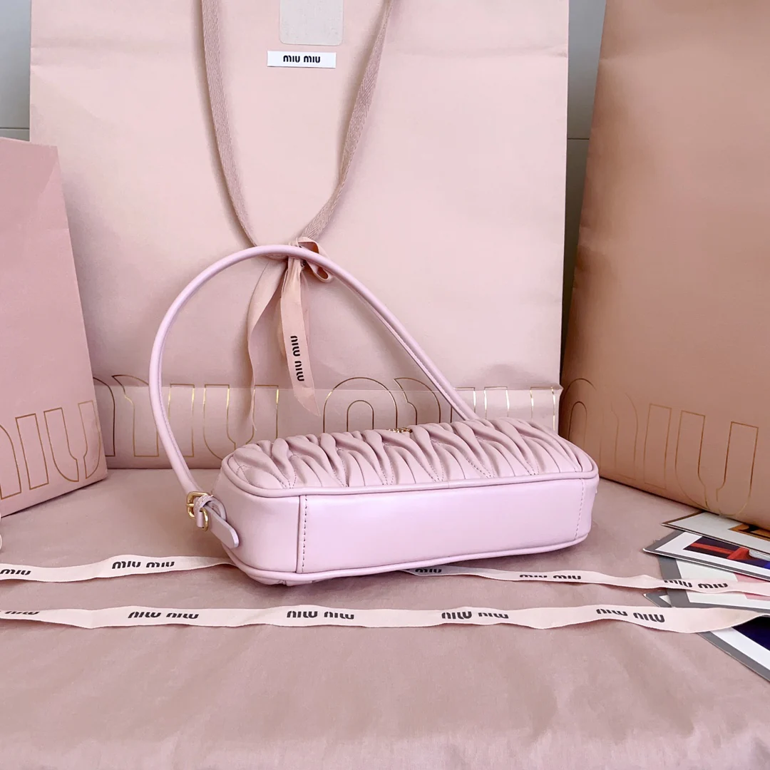 Сумка для маджонга Miu Miu-5ne024 с текстурированной вышивкой - розовая