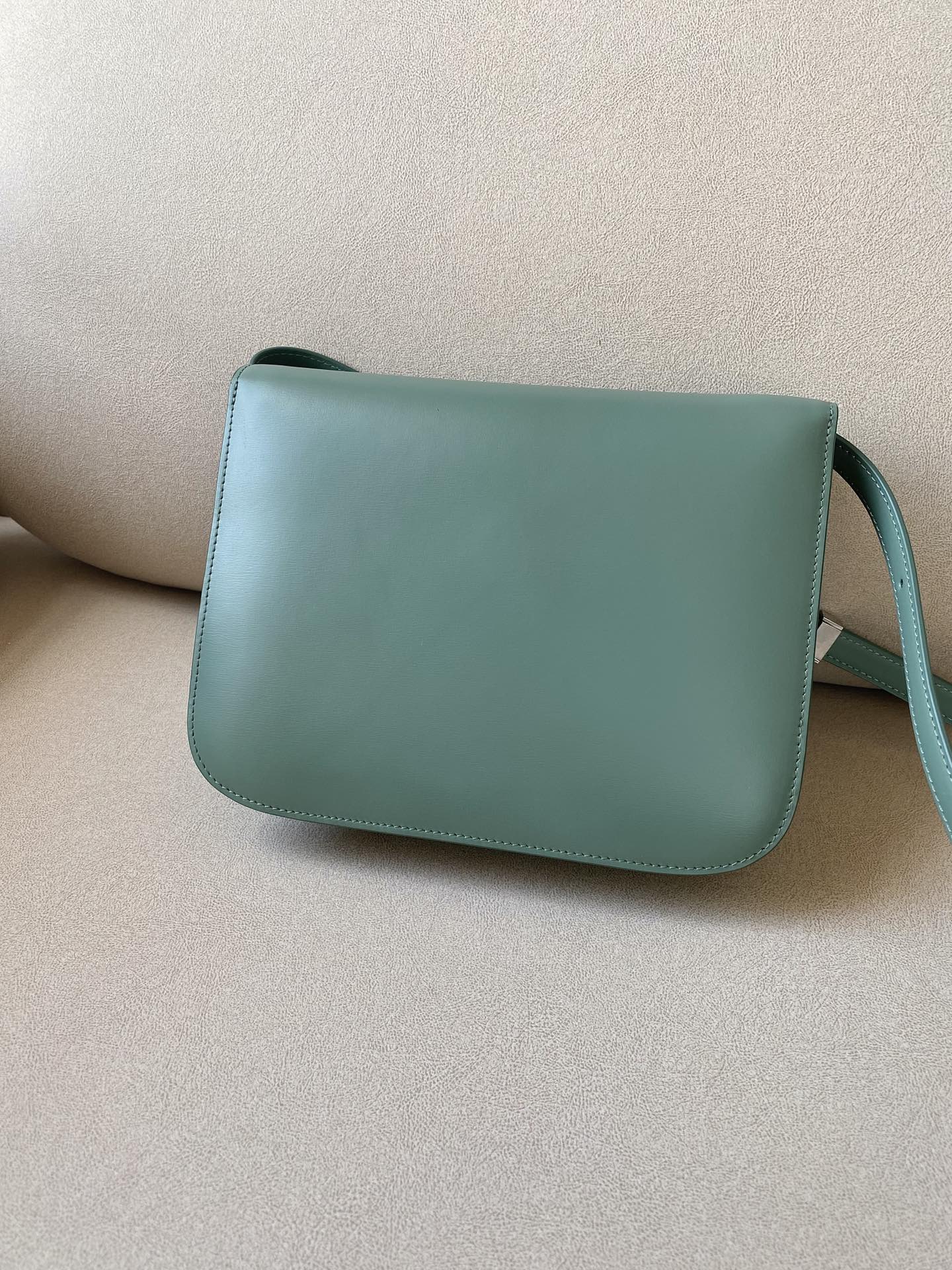 Сумка Celine Box-Ten Fine Striped, средний размер, цвет селадон.