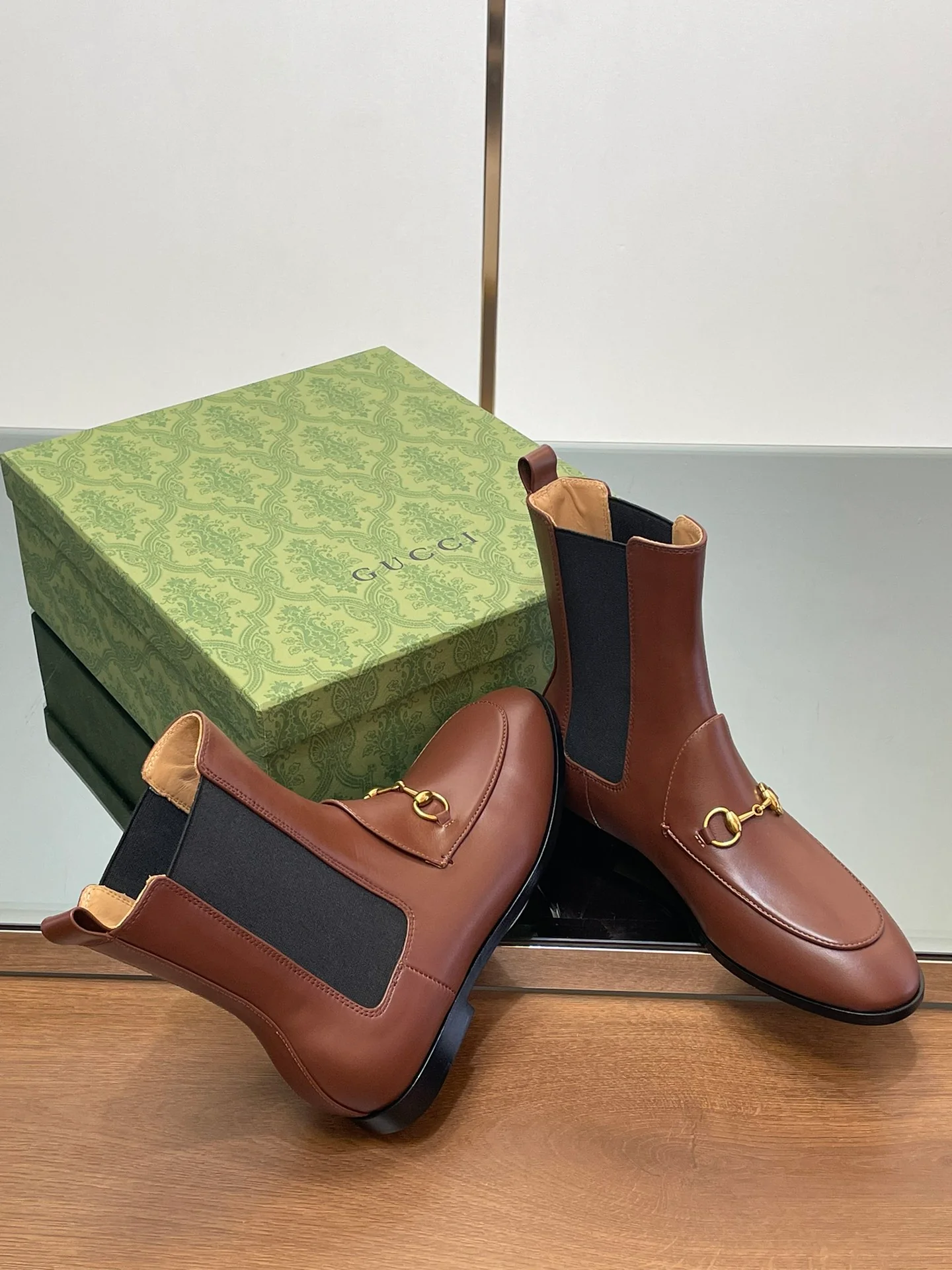 Кожаные сапоги для верховой езды Gucci 2024 - Кофейно-коричневые