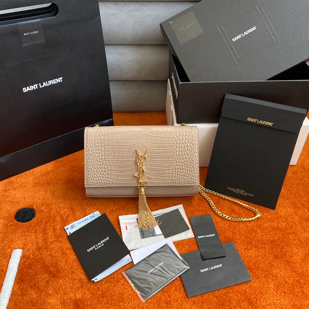 Сумка YSL Kate с цепочкой и крокодиловым принтом - Средний размер - 7