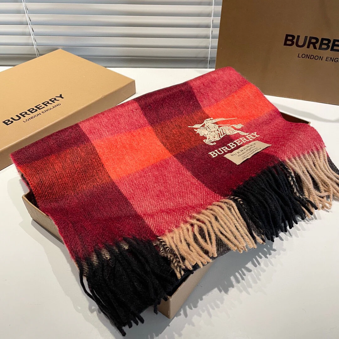 Кашемировый шарф Burberry с логотипом лошади - 35 см - 200 см - красный