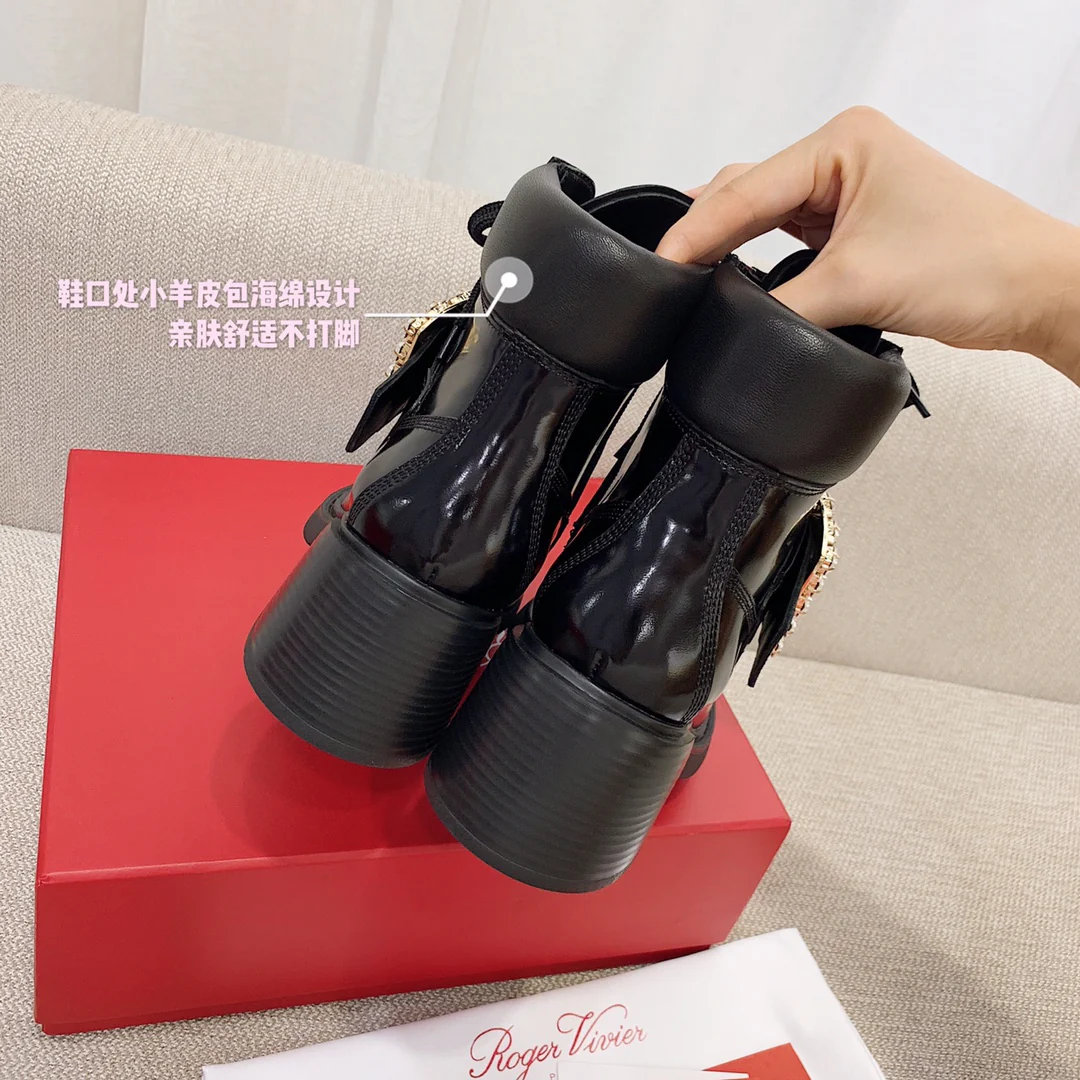 RV Shoes - 22ss - Ботильоны на массивном каблуке, украшенные стразами - Стиль Оуян Наны - 1