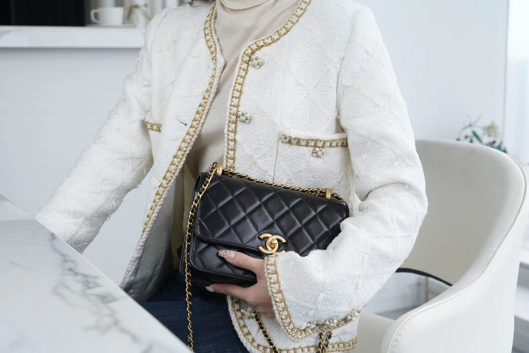 Chanel 24c Double Gold Ball CF Black