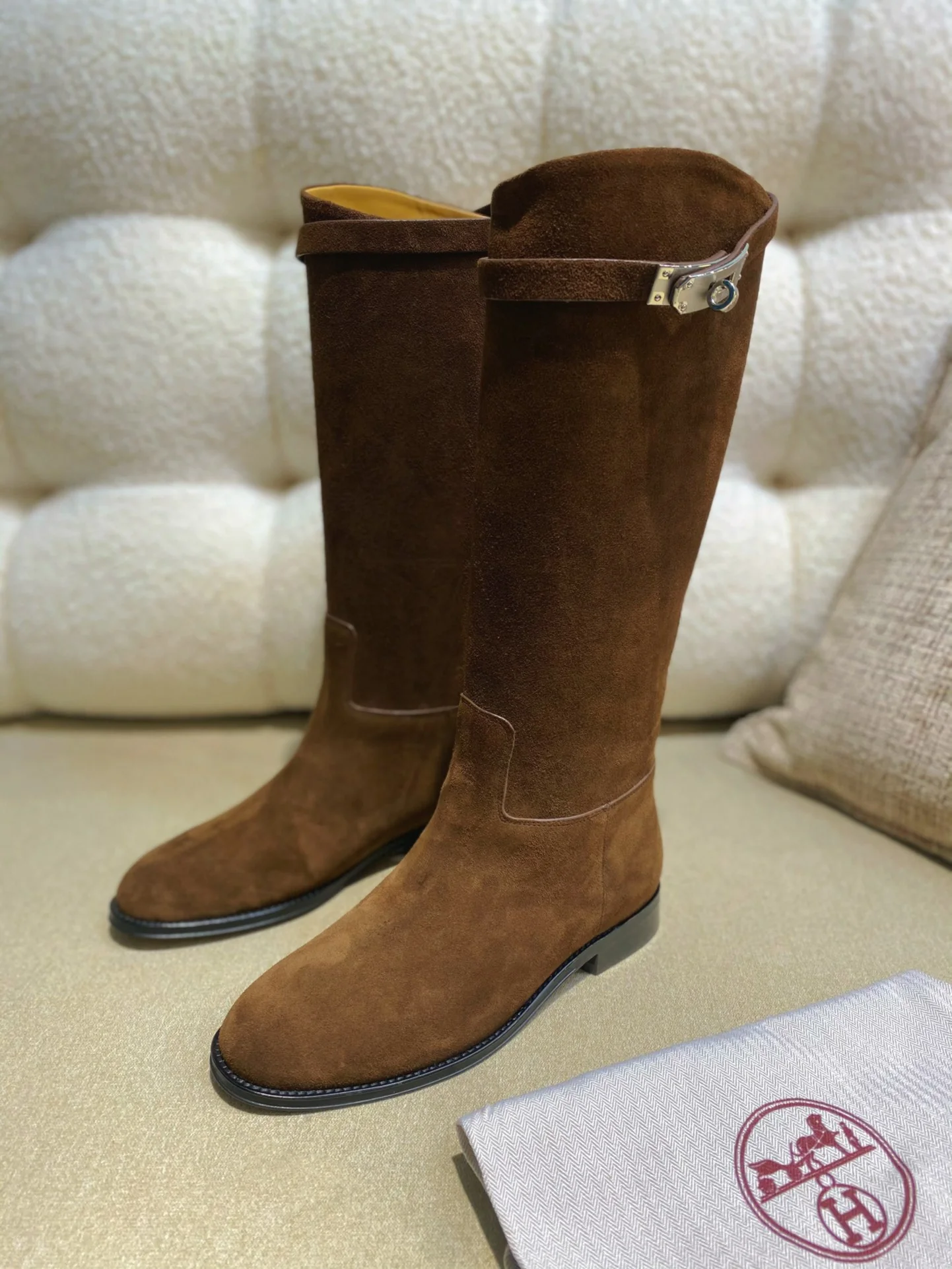 Высокие сапоги Hermes 2024 - Кофейно-коричневый