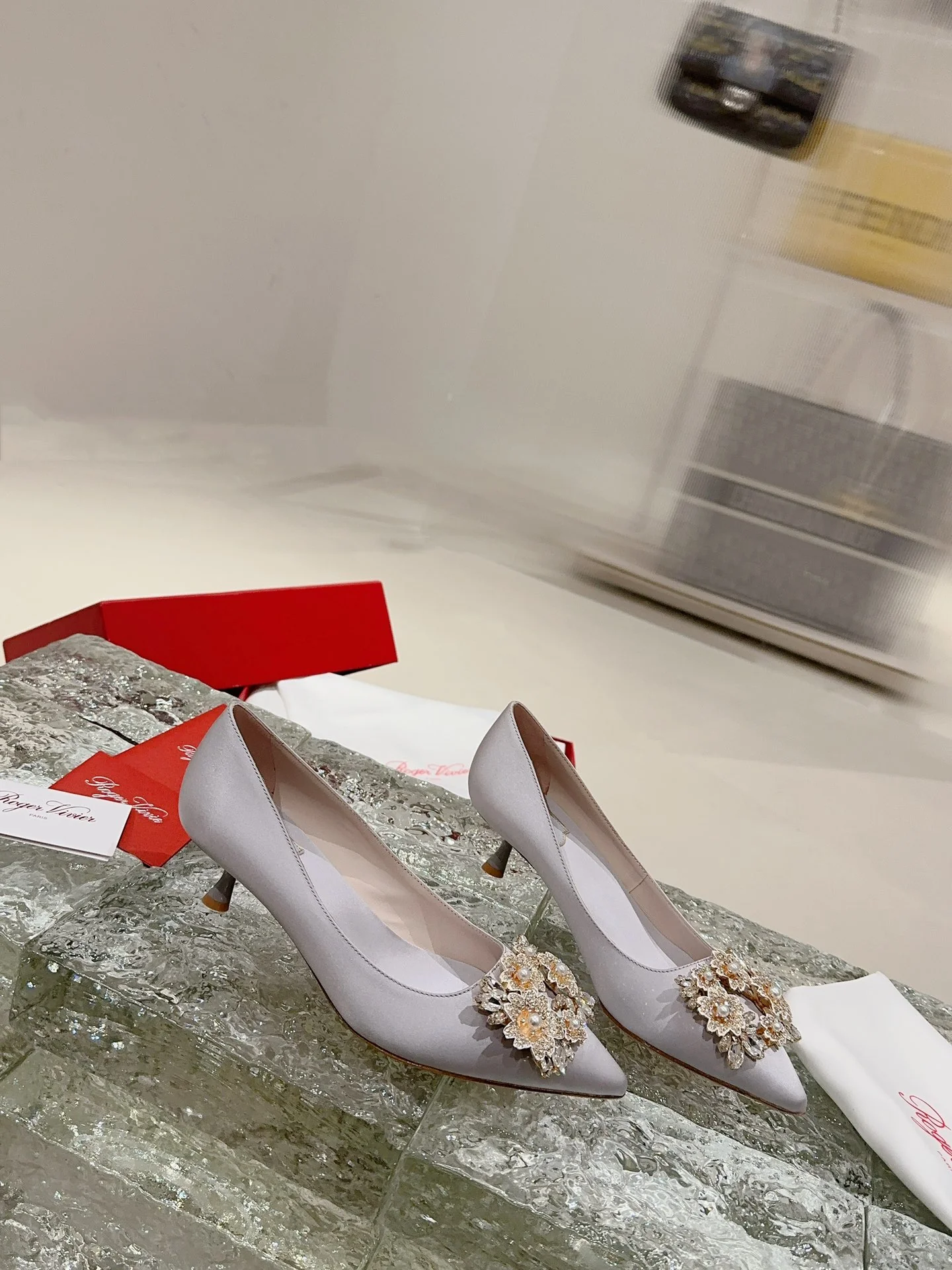 Туфли с квадратным носком и пряжкой - 2024 - Высокие каблуки - Фиолетовые - 1