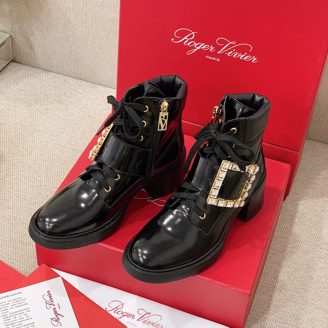 RV Shoes - 22ss - Ботильоны на массивном каблуке, украшенные стразами - Стиль Оуян Наны - 1