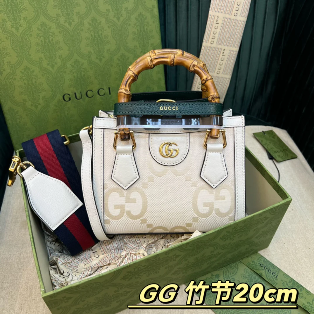 Сумка Gucci из бамбука - 20x16x10 см - белая