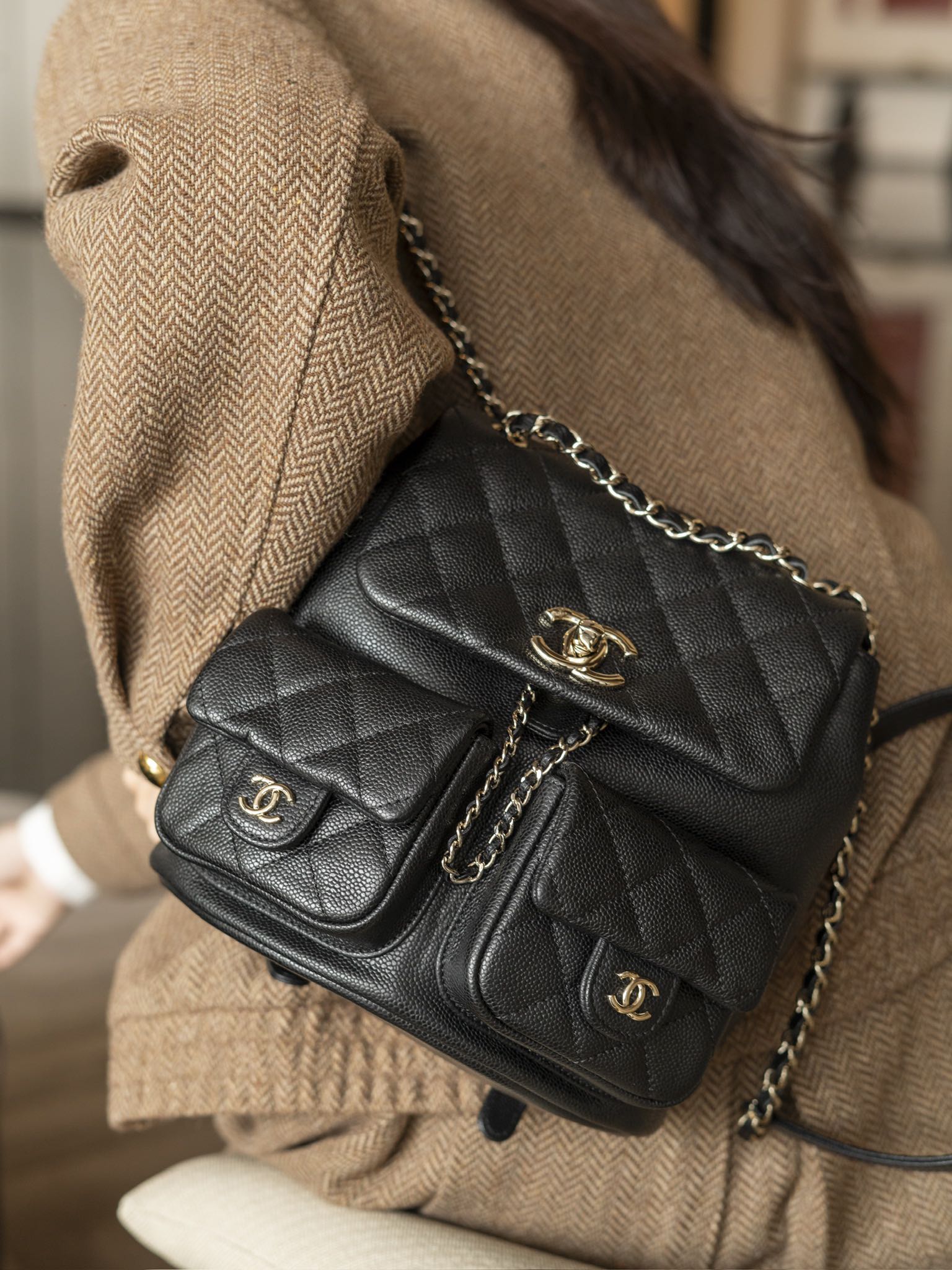 Кожаный рюкзак Chanel Duma - черный