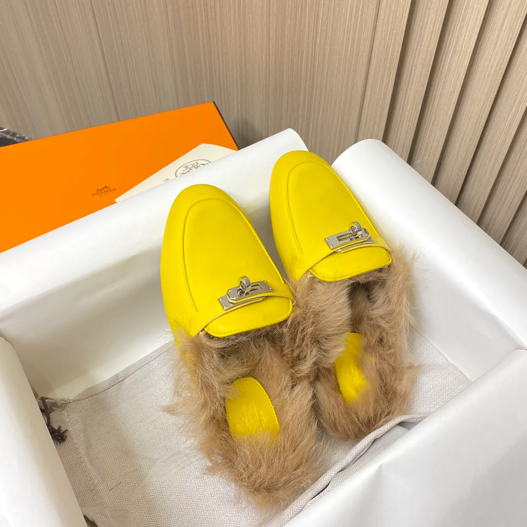 Классические лоферы Hermes - желтые