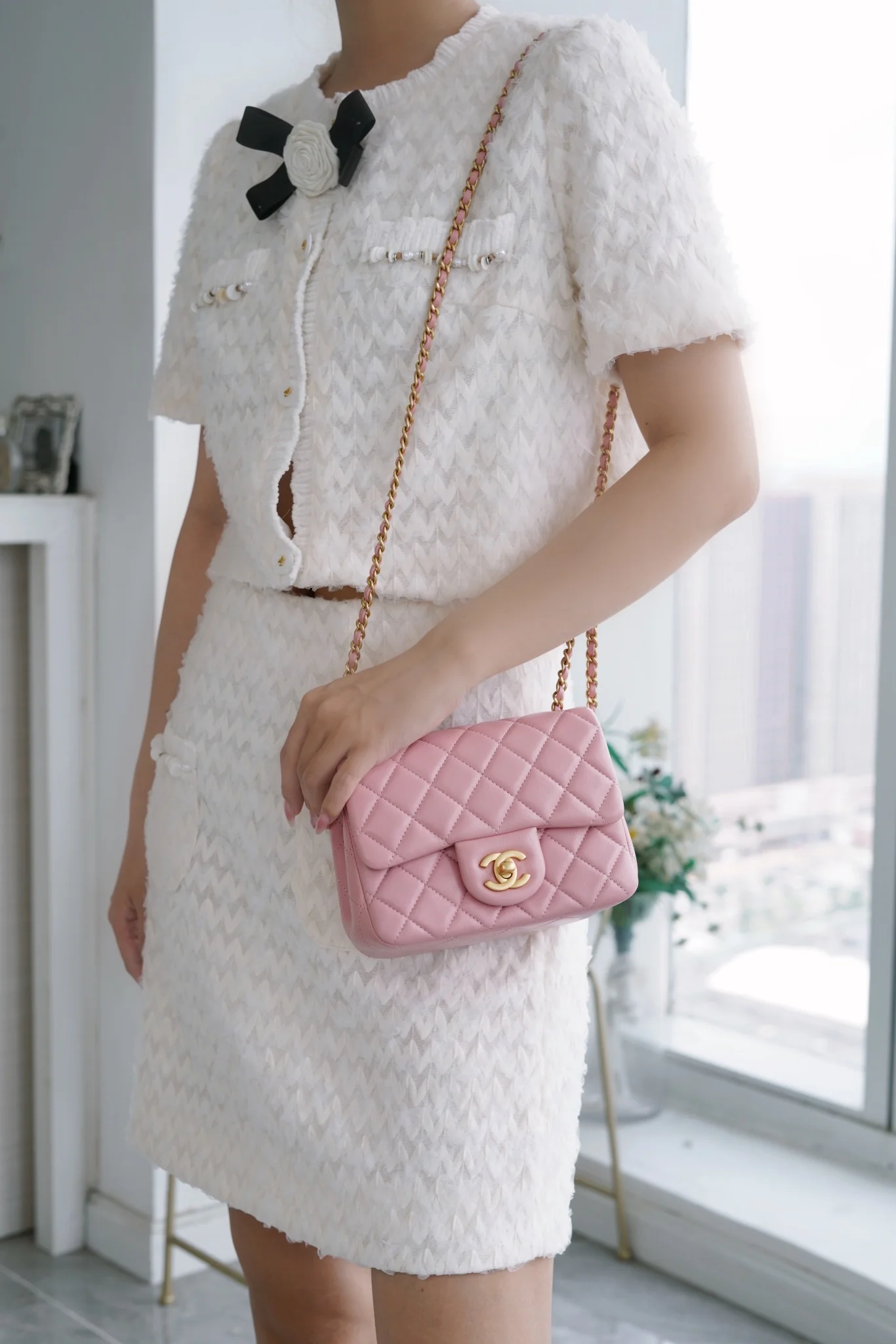 Chanel 23k Gold Globe Square Pink