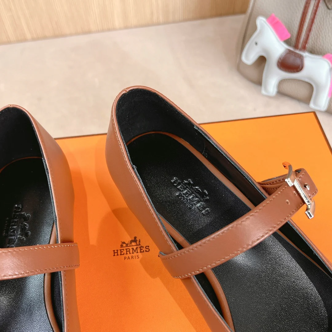 Балетки Hermes 2024 - коричневые