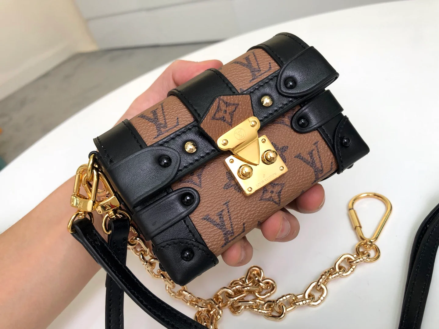 m62553-LV-essential-trunk handbag-mini yellow flower box wallet