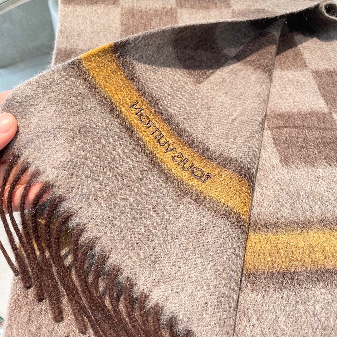 LV - Шарф из чистого кашемира - 180 см - 32 см - Коричневый