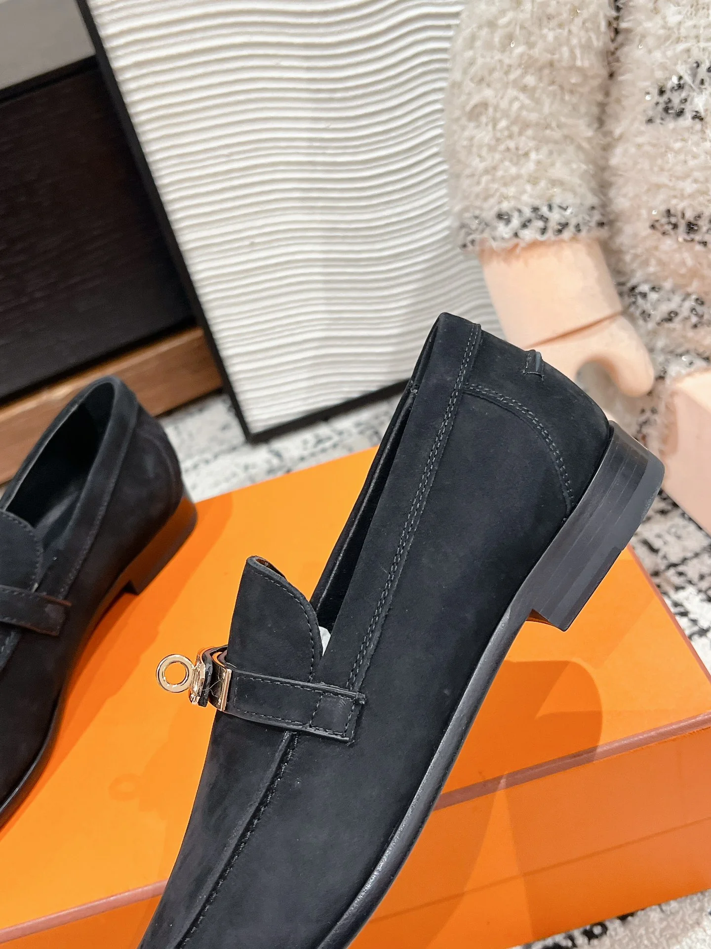 Лоферы Hermes Kelly Buckle 2024 — черные