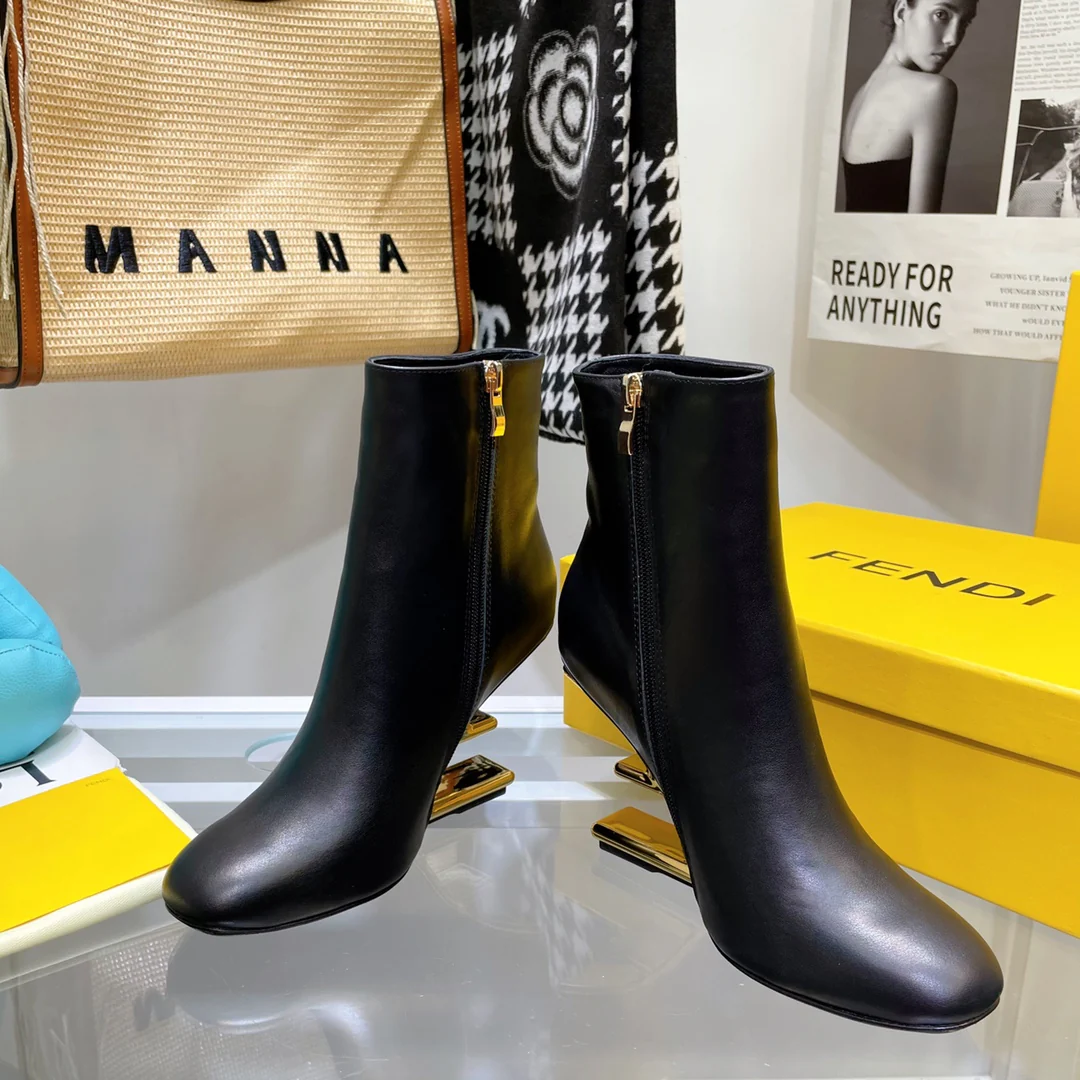 Туфли на высоком каблуке в стиле Fendi-f - сапоги на высоком каблуке