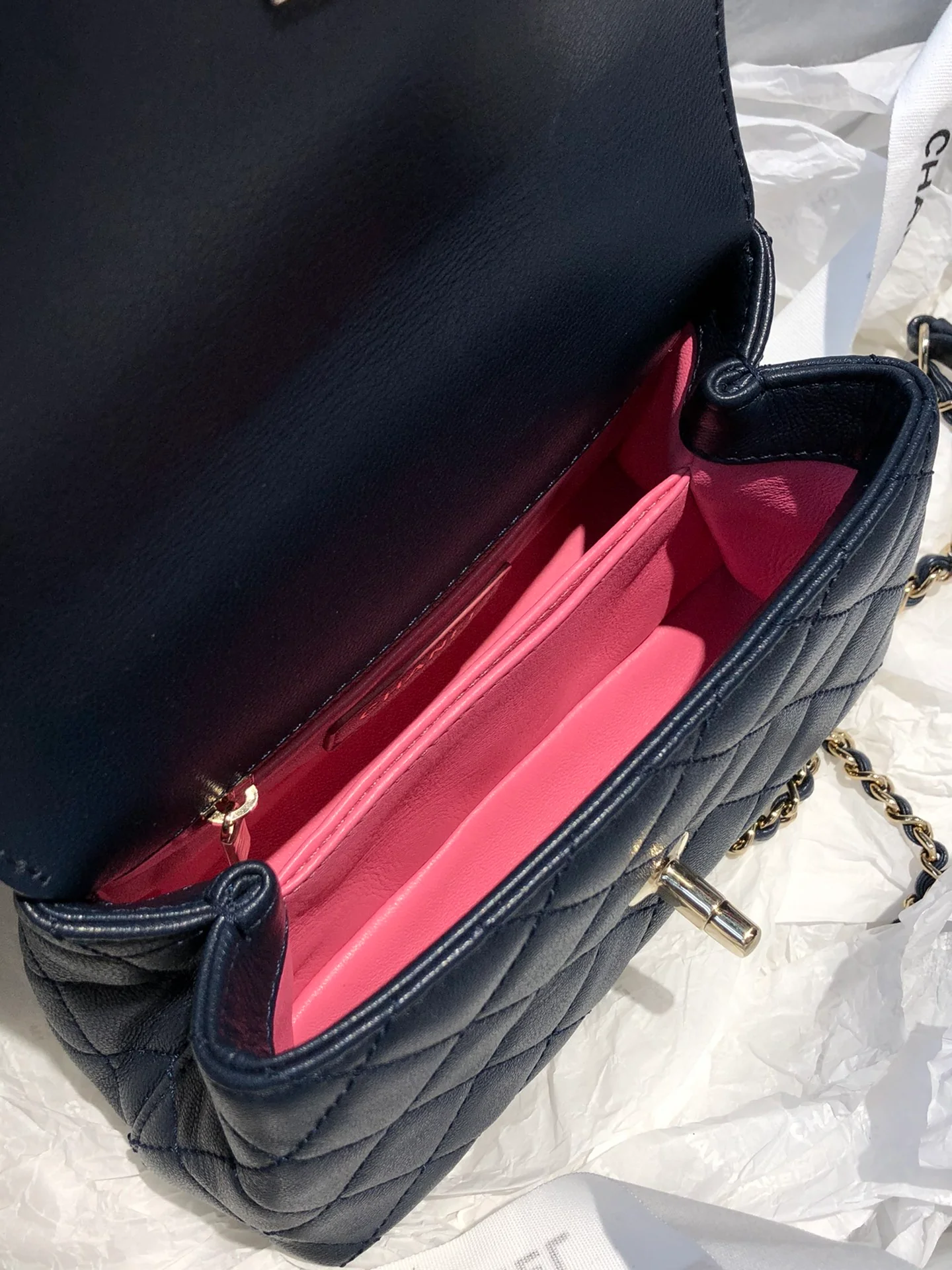 Мини-сумочка Chanel Coco Handle Rainbow Bag - темно-синяя