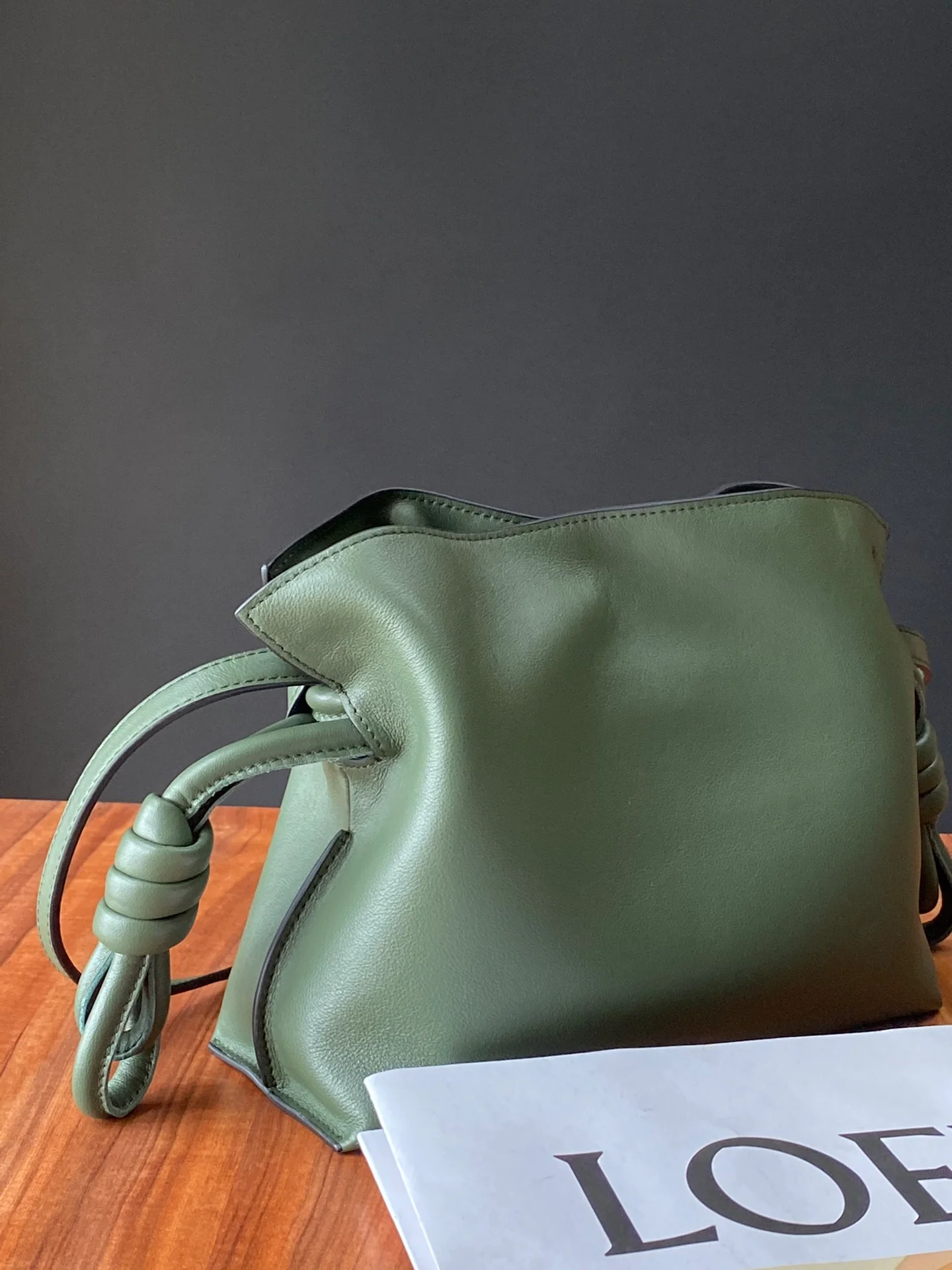 Loewe 2020 Upgraded Flamenco Leather Mini Grass Green