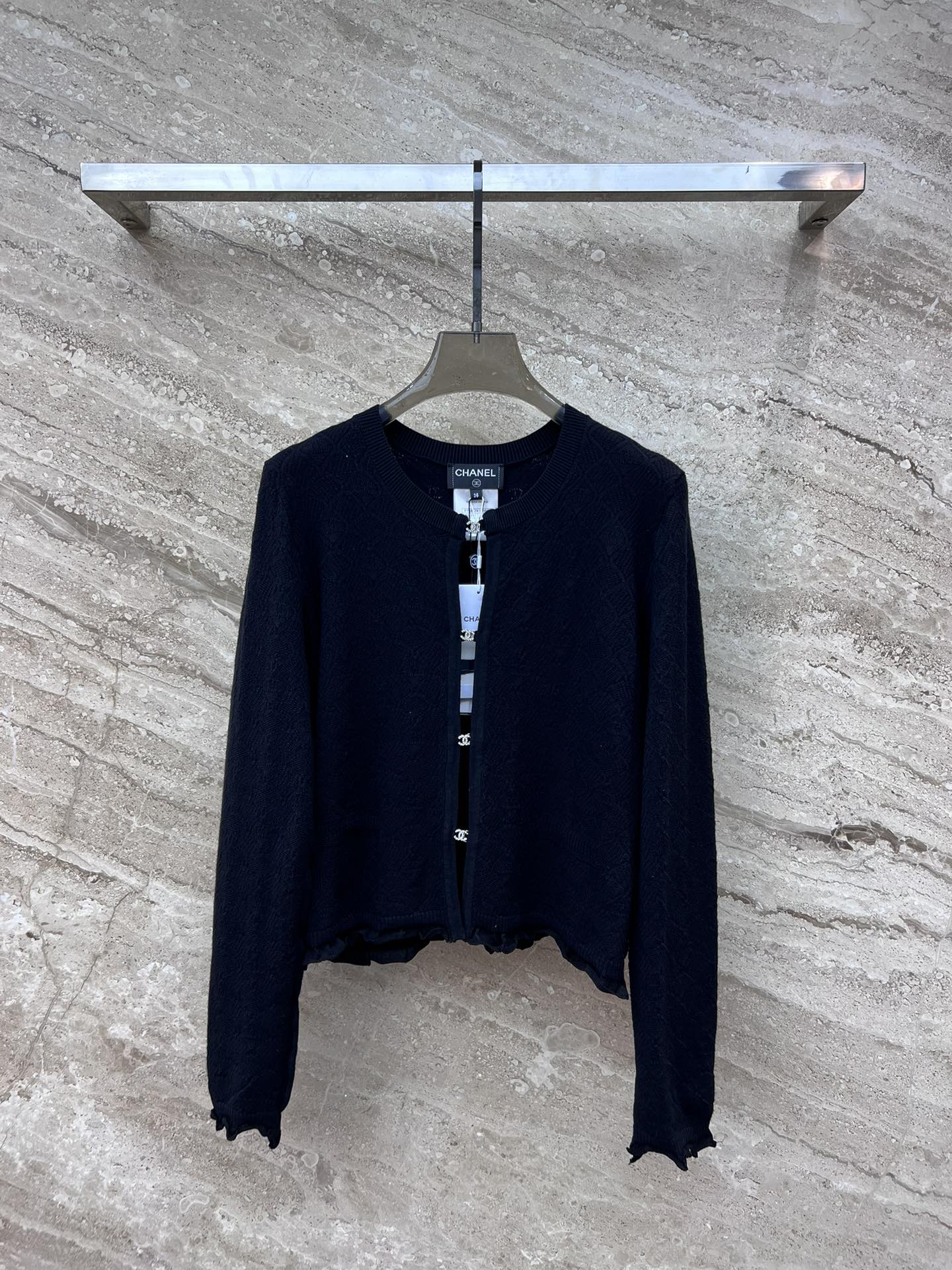 Кардиган Chanel 2403-24 из кружева, новинка ранней весны, черный.