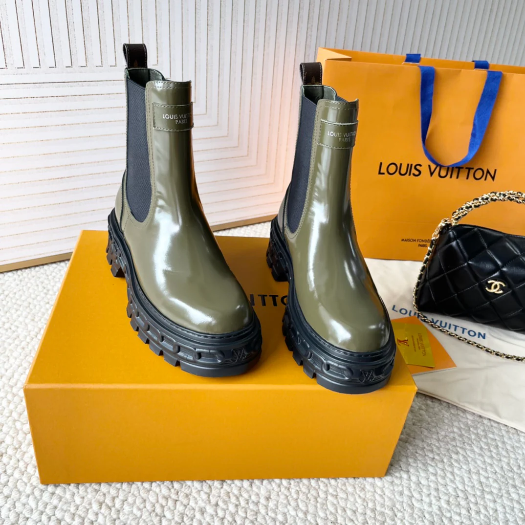 Ботильоны на платформе LV-2024 - темно-зеленые